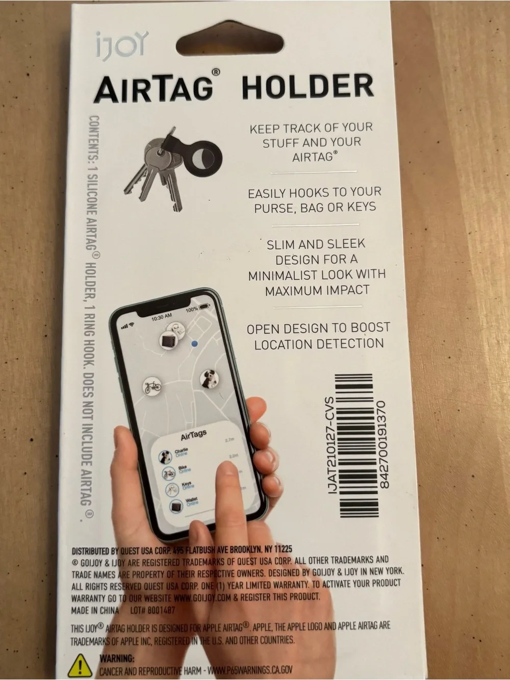 iJoy AirTag Holder - Blue Tie-Dye Key Ring